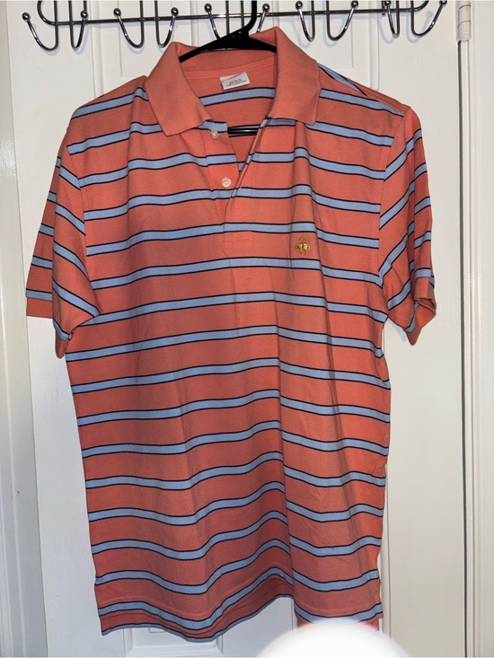 Brooks Brothers Other - Brooks Brothers Coral Polo with Light Blue and Navy Stripes